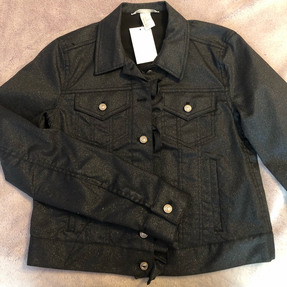 H&M Girls Black Glitter Jacket